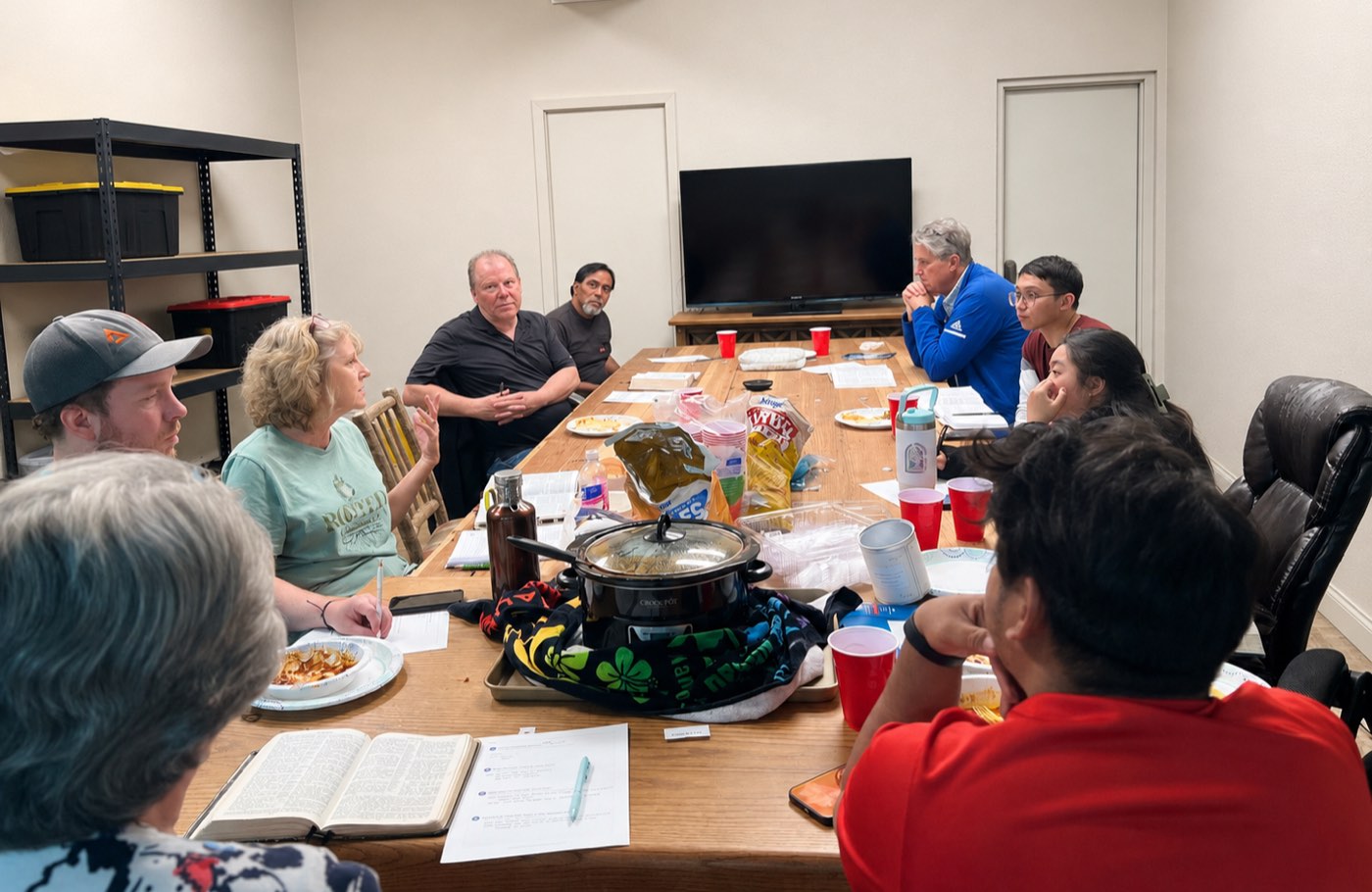 Members of Summit Bible Baptist Church gathered in fellowship after a service